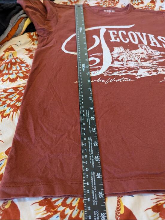 Tecovas Mens Small Rust Red Pima Cotton Graphic Tee Austin Texas Western Shirt - Picture 6 of 7
